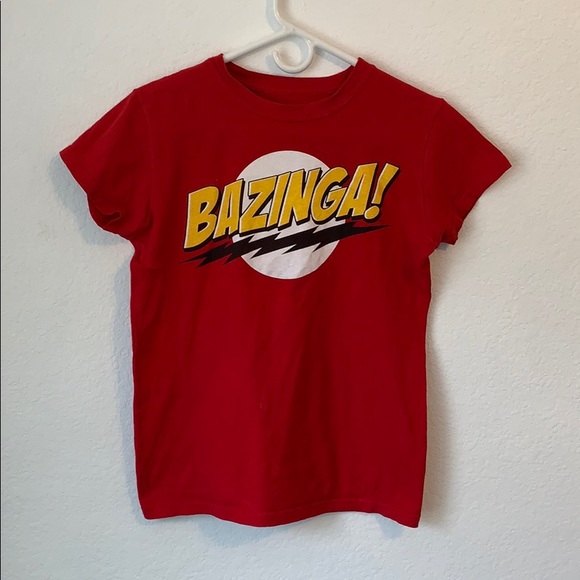 BIG BANG AUTHENTIC GRAPHIC TEE RED MEDIUM BAZINGA! - Picture 1 of 3